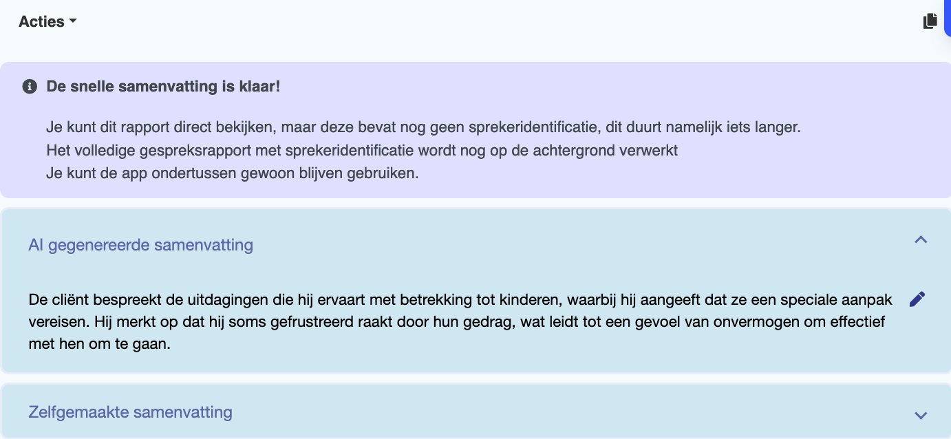 Snelle rapportage