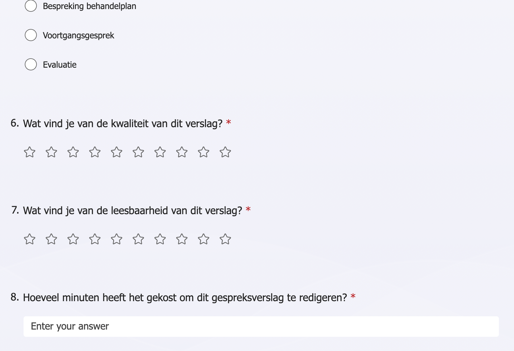 The feedback form