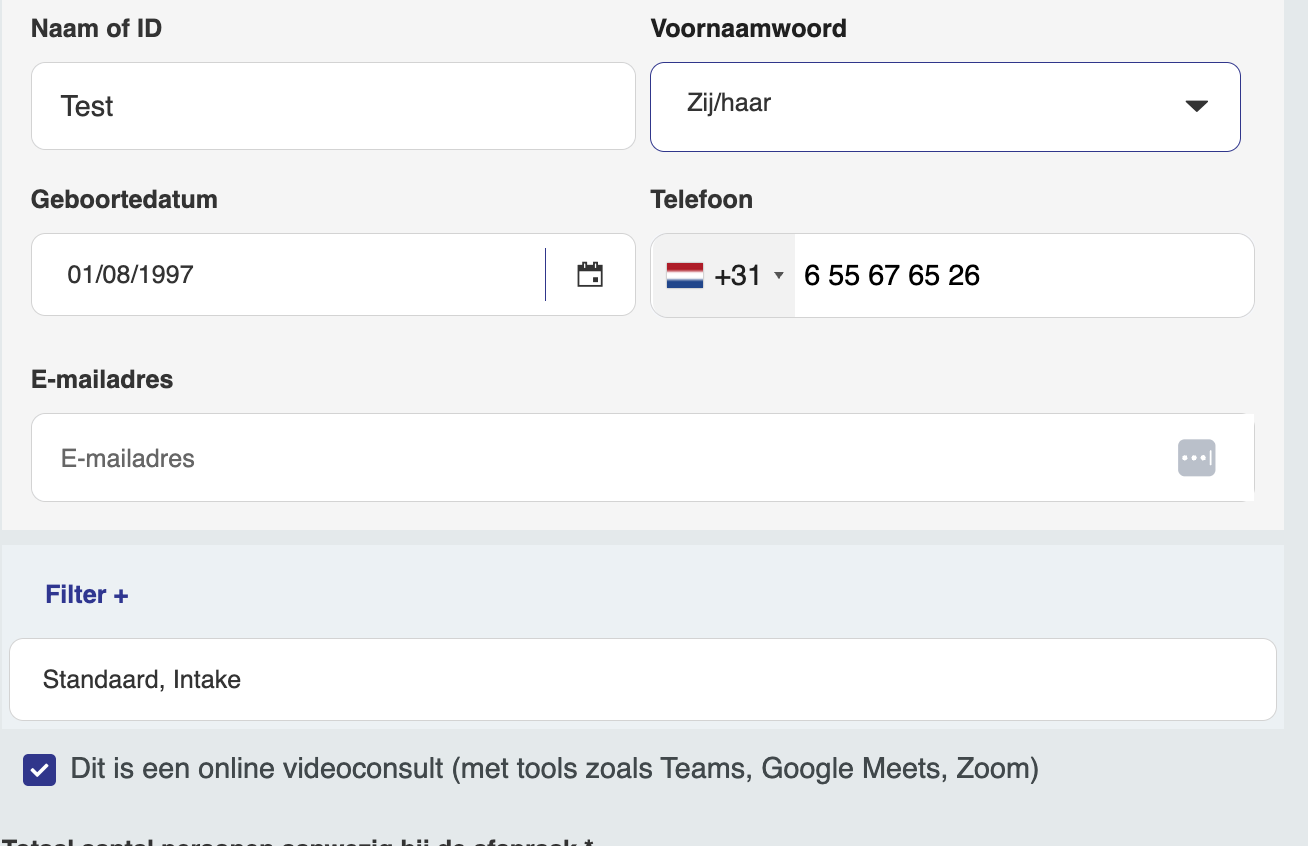 Afspraak aanmaken