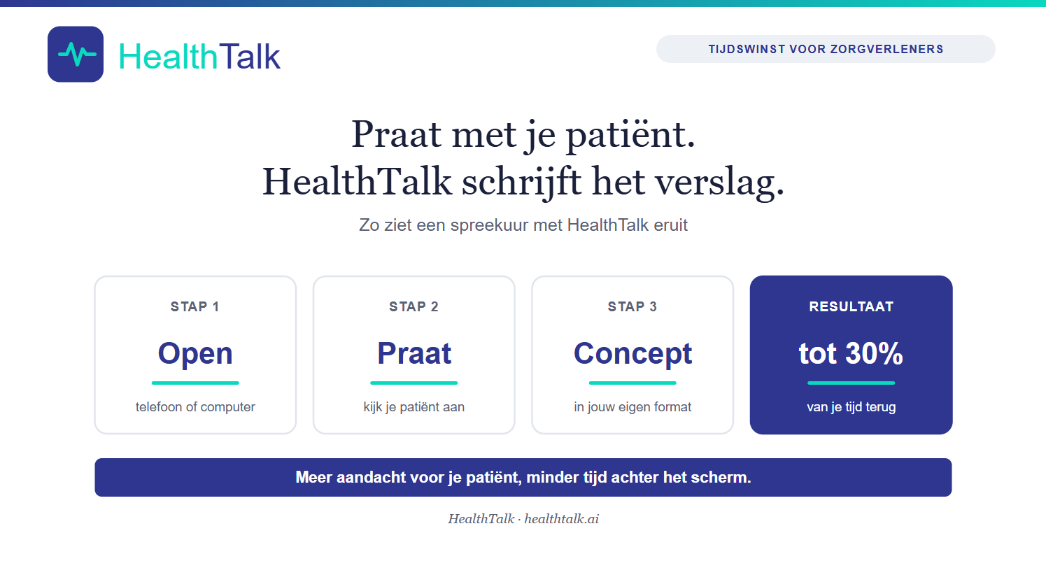 Praat met je patiënt. HealthTalk schrijft het verslag